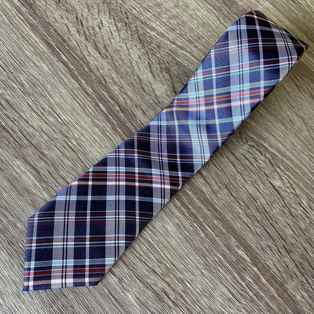 Royal Class Men's 100% Silk Formal Elegant Red Blue Plaid Neck Tie 58"Lx2.5"W